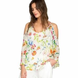 Johnny Was Floral Fusion Cold Shoulder Top